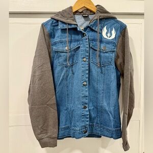 Star Wars Jedi Training Academy Women’s Denim Jacket with Hood Size Large